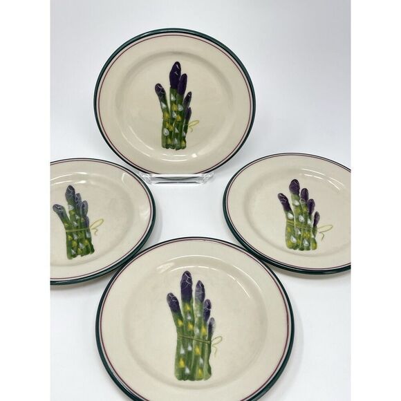 Vintage Hartstone Farmers Market Asparagus Salad Side Plates 7.5” Set Of 4 - Picture 2 of 5
